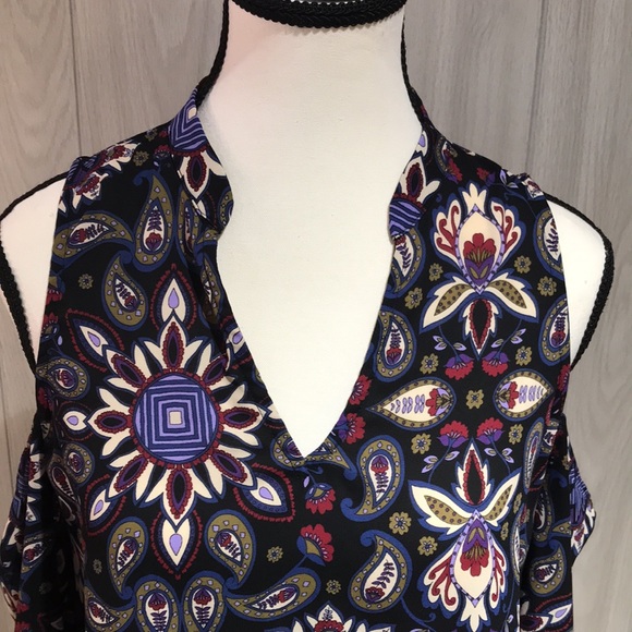 Everly open shoulder semi sheer blouse size small - Picture 2 of 14